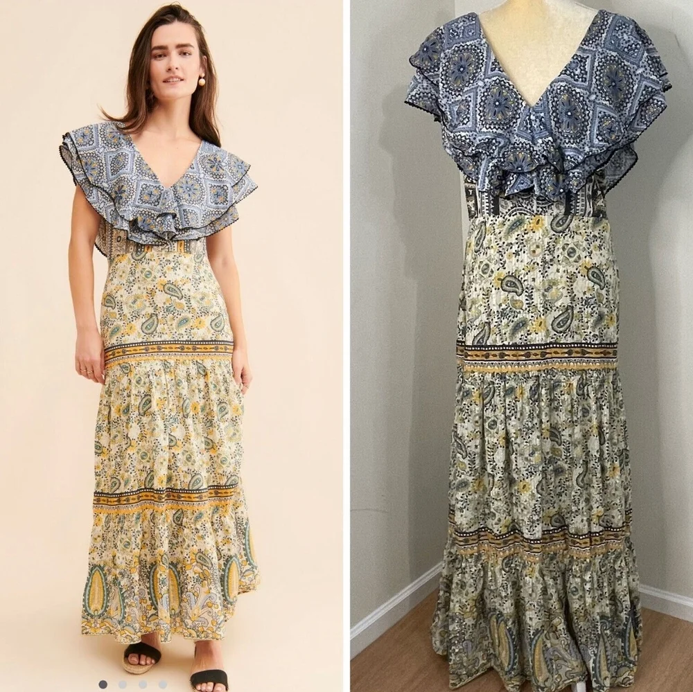 NWT FREE PEOPLE | $172 Prairie Ruffle Maxi Dress - Picture 4 of 5